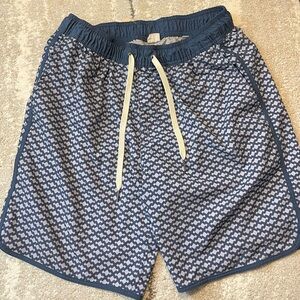 Fair Harbor// Navy and White Geometric Swim Trunks